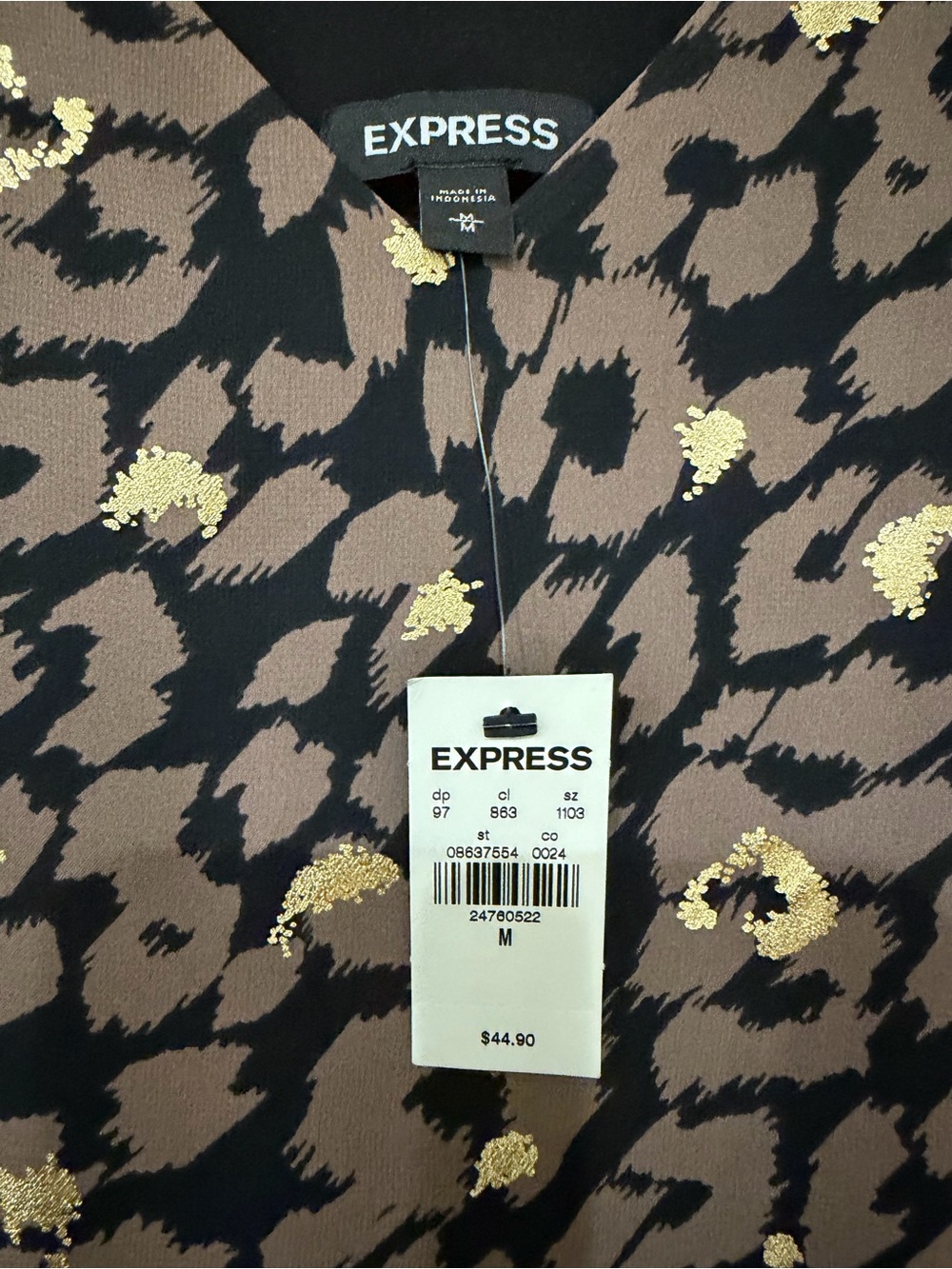 Express V-Neck Cami Tank Top - Black & Metallic Gold - Picture 5 of 9